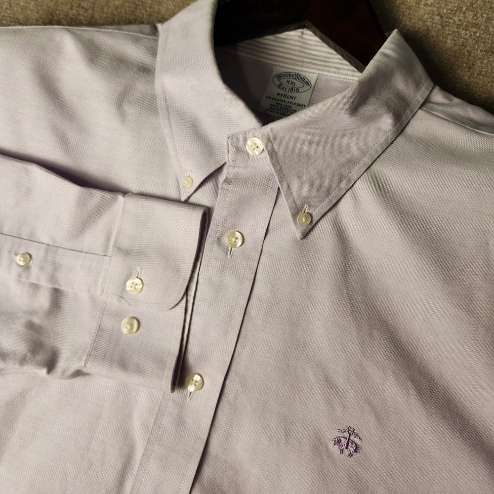 Brooks Brothers Button Down Mens XXL Purple Lavender Regent Supima Cotton Shirt